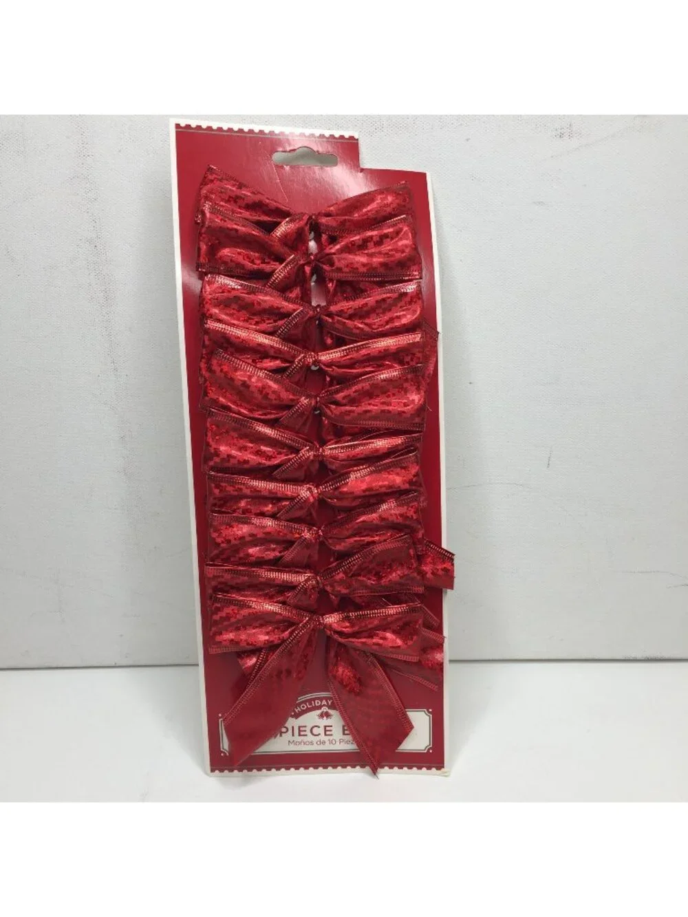 10 Red Wire Edge Shimmer Christmas Gift Bow Indoor Outdoor Wreath Package